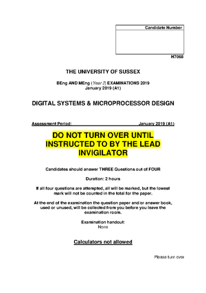 Coursework 1 - Digital Systems and Microprocessor Design- week 1 ...