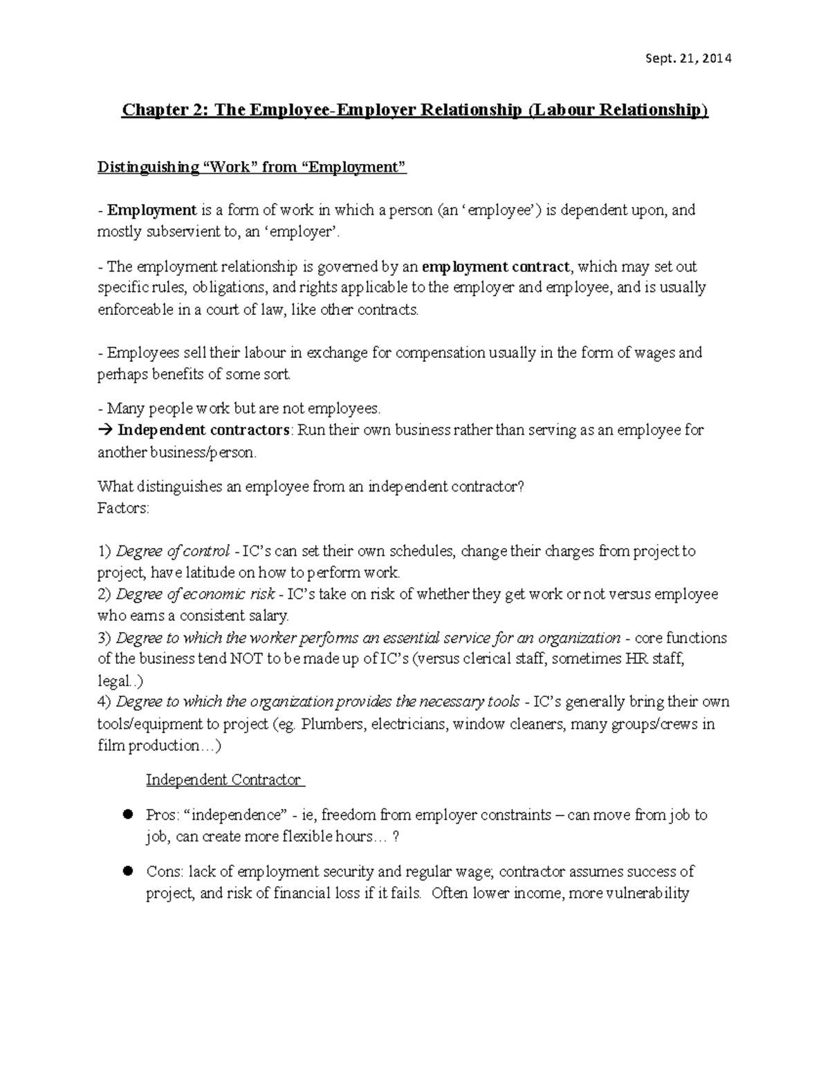 ADMS 1000 Chapter 2 Summary Notes Sept 21 2014 Chapter 2 The