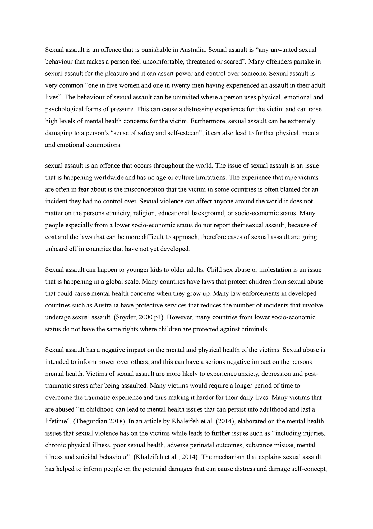 male sexual assault essay