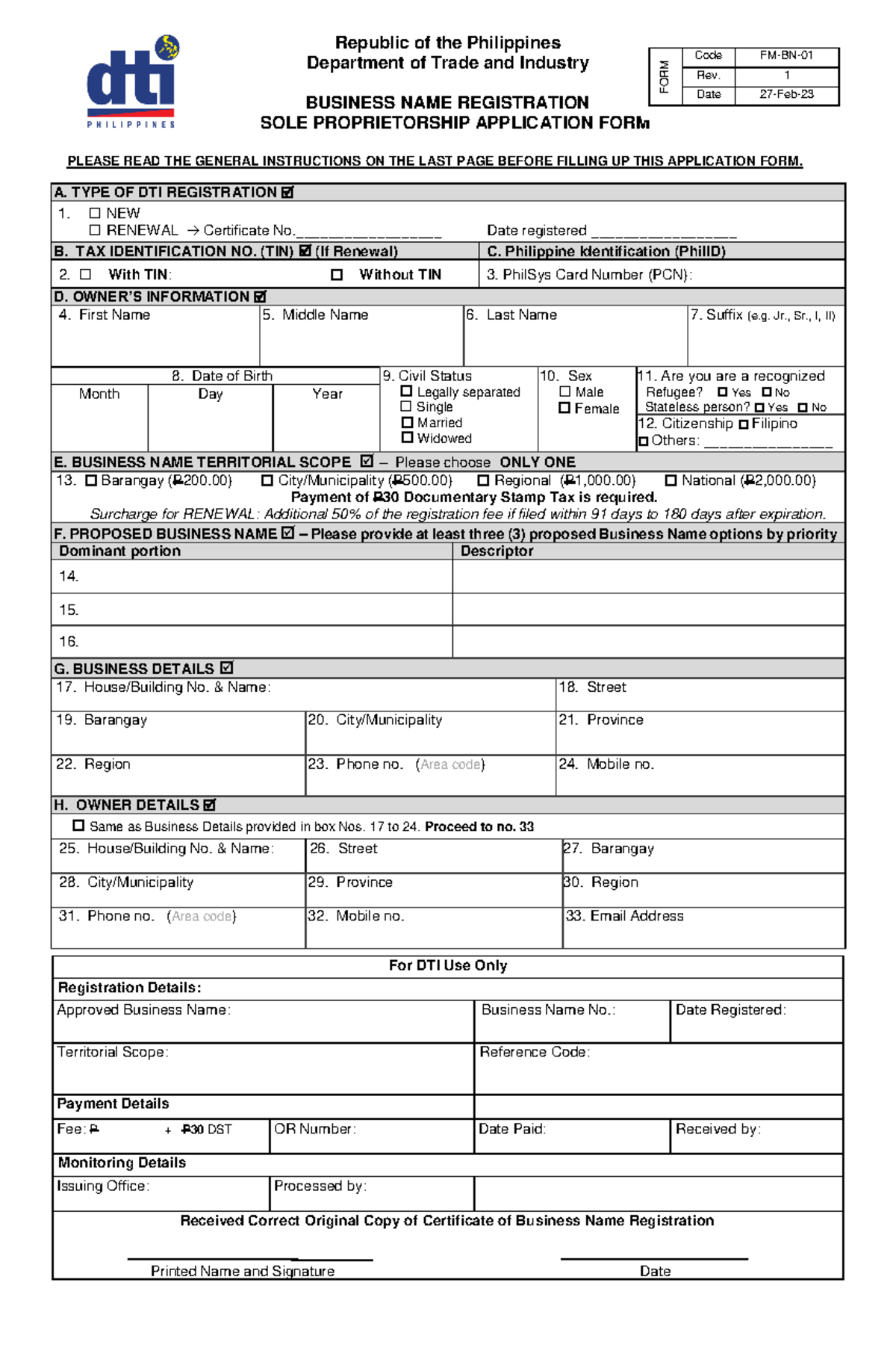 Oetuxzsvq 60913 - bn form - Republic of the Philippines Department of ...