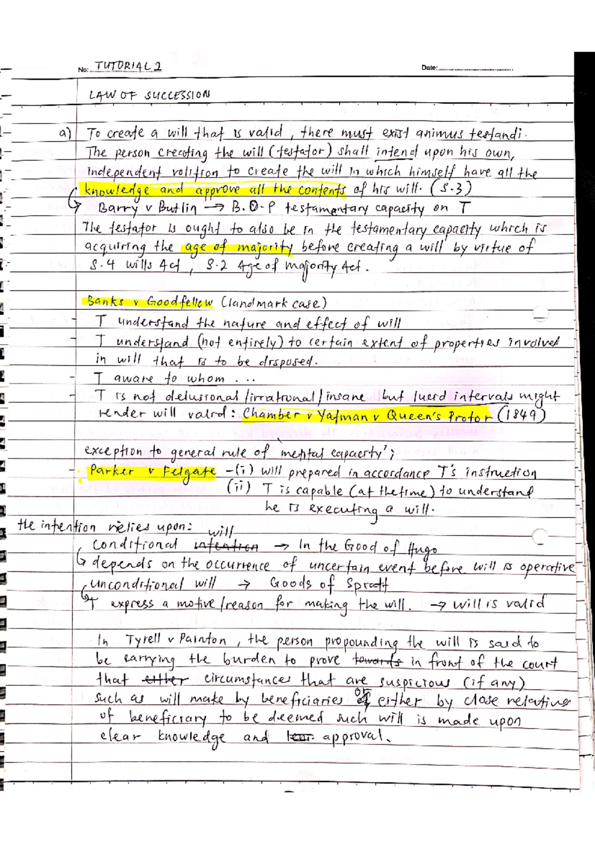 ULS Tuto2 pg1 - tutorial 2 - Law of Succession - MMU - Studocu