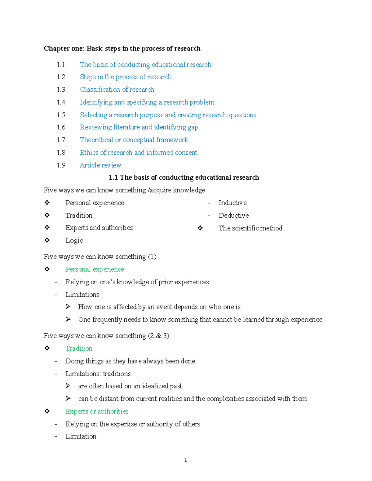1 Chapter one to three - Research method - WCU - Studocu