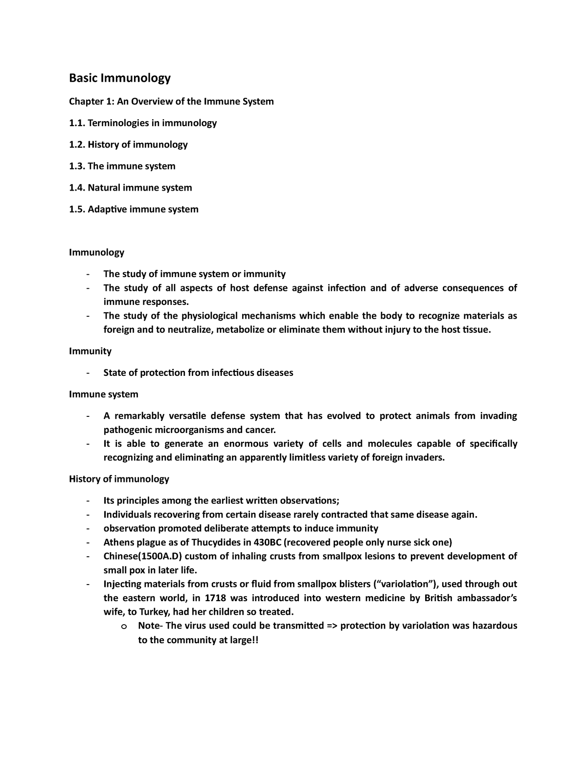 F- Microbiology - Basic Immunology Chapter 1: An Overview of the Immune ...