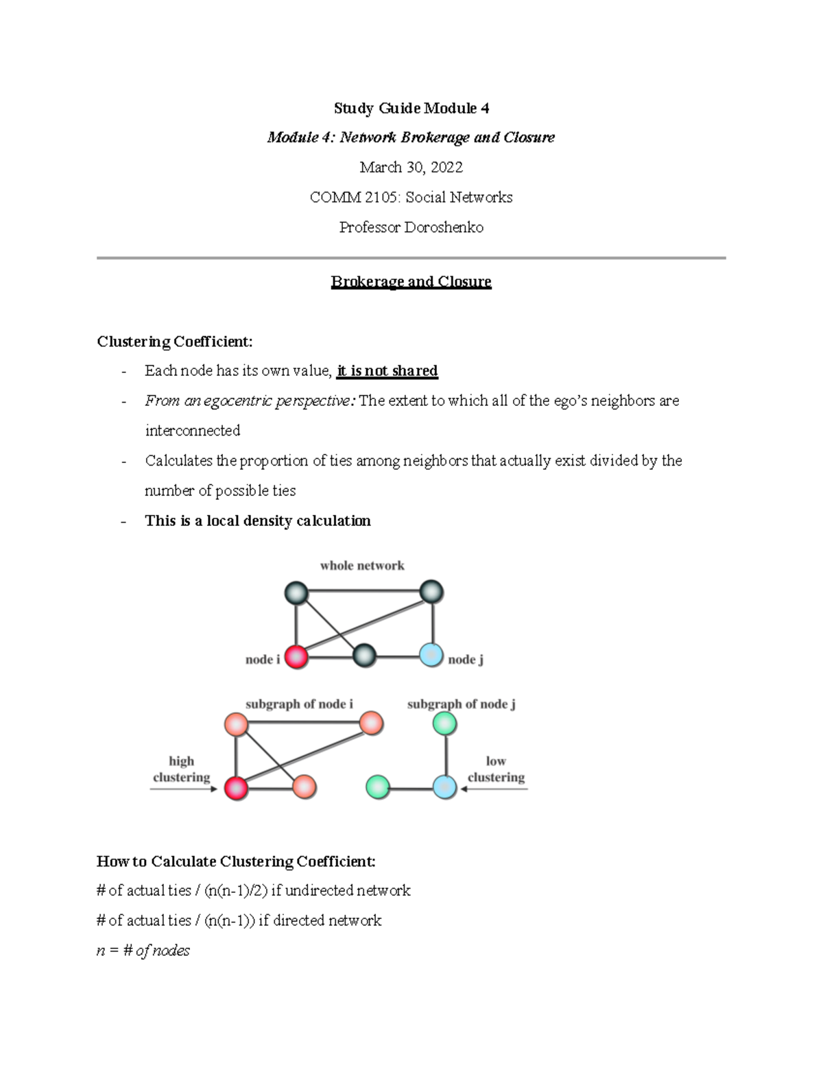 COMM 2105 - Social Networks - Module 4 Study Guide - Study Guide Module ...