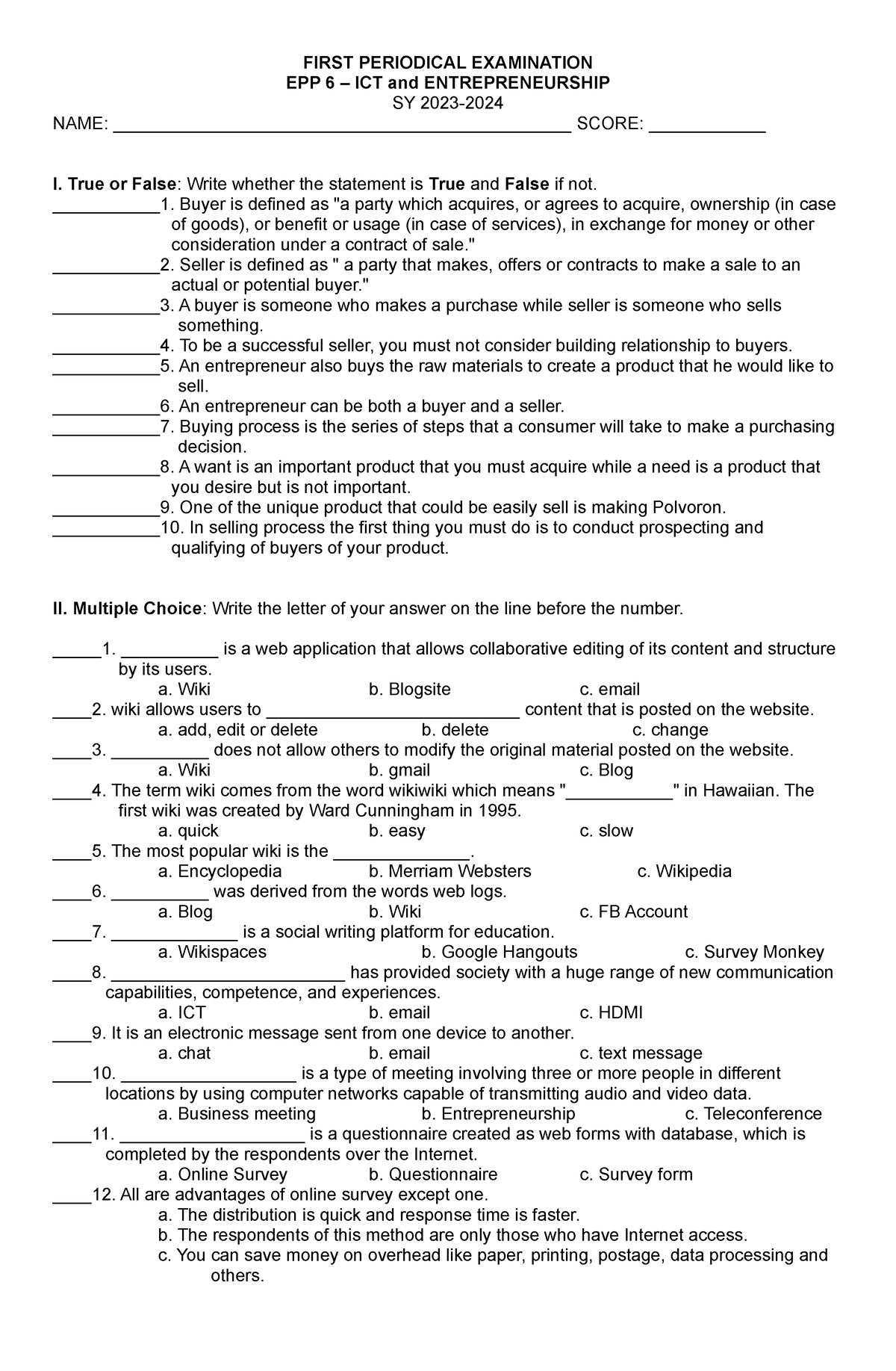 PT EPP-ICT 6 Q1 - IT'S ABOUT IINFORMATION AND COMMUNICATION ...