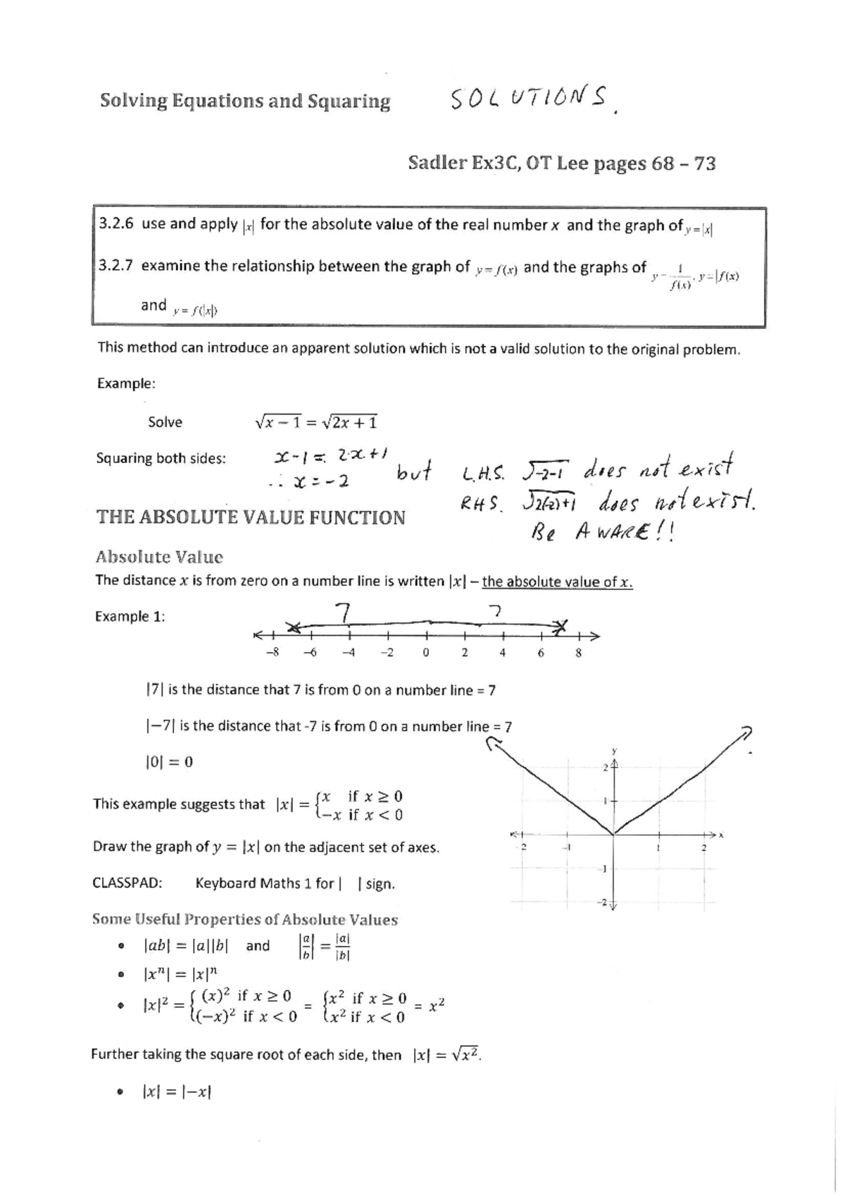 8Lesson 2 Absolute Vaule Notes Solutions - MATH1722 - Studocu