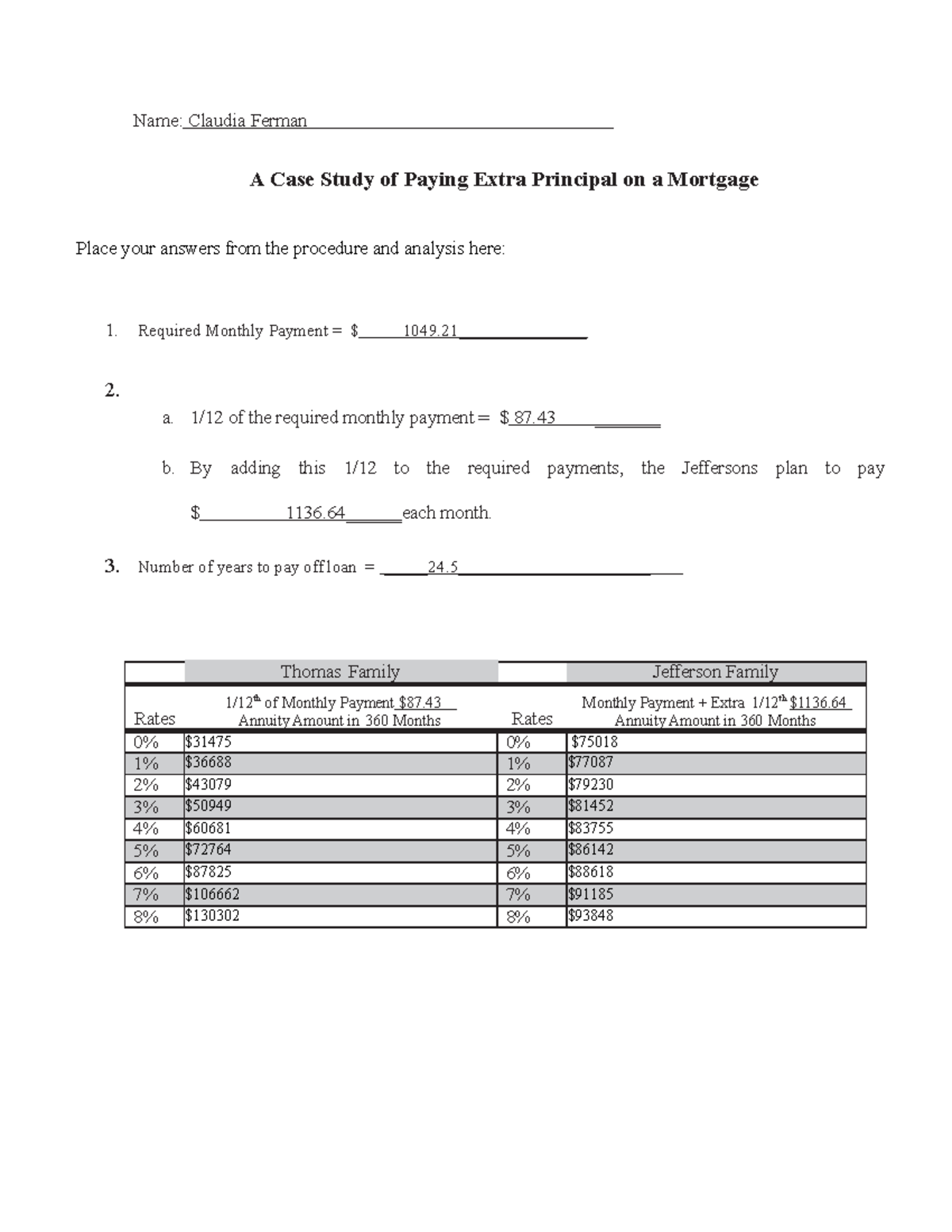 a case study of paying extra principal on a mortgage