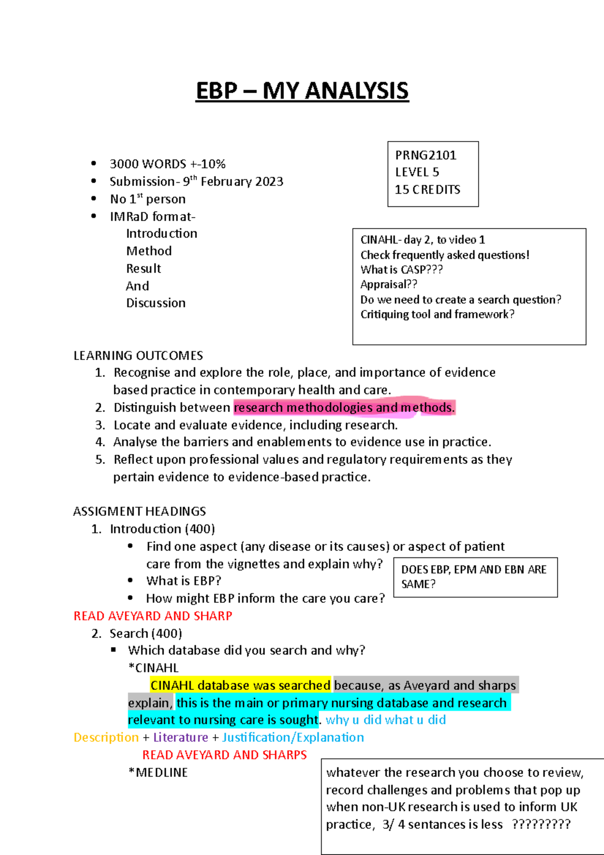 EBP-self analysis - a lecture note on ebp - EBP – MY ANALYSIS 3000 ...