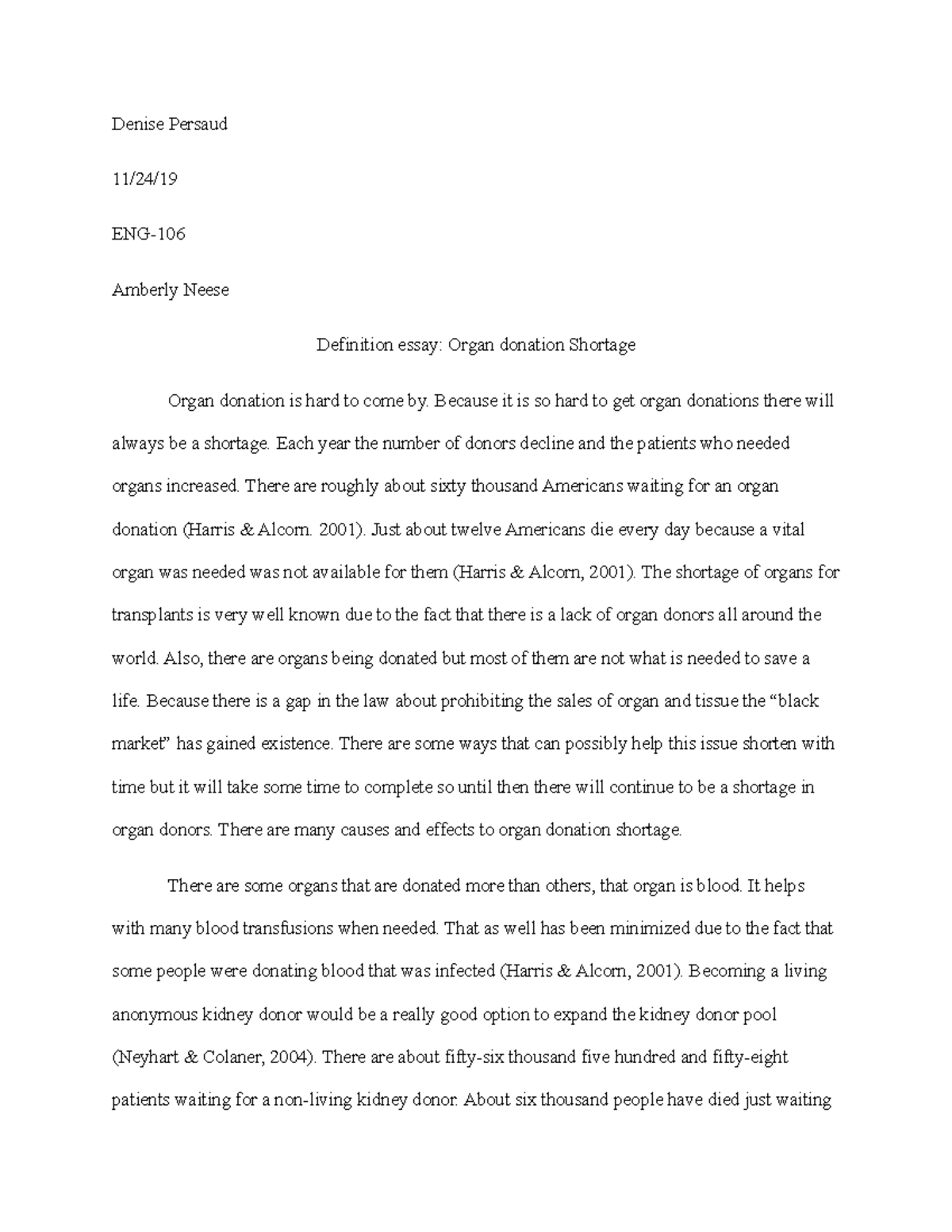 organ donation essay in english