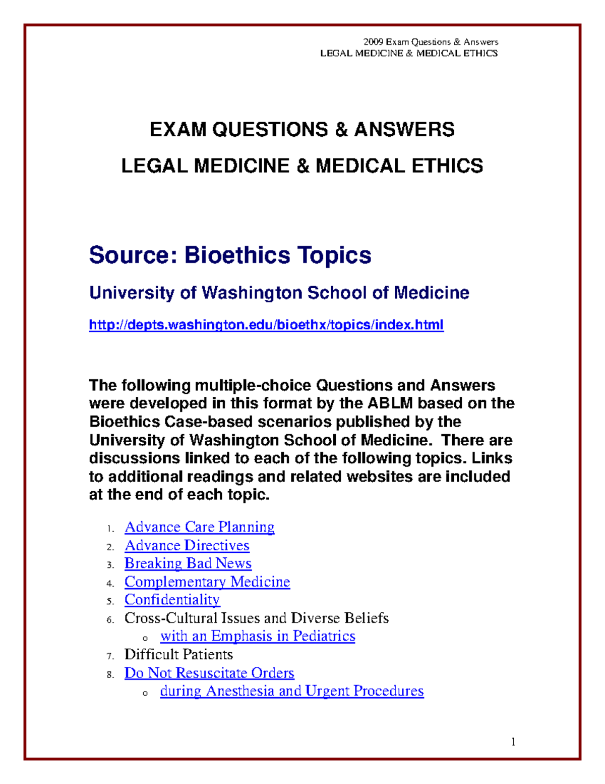 EXAM Questions and Answers Legal Medicin LEGAL MEDICINE & MEDICAL