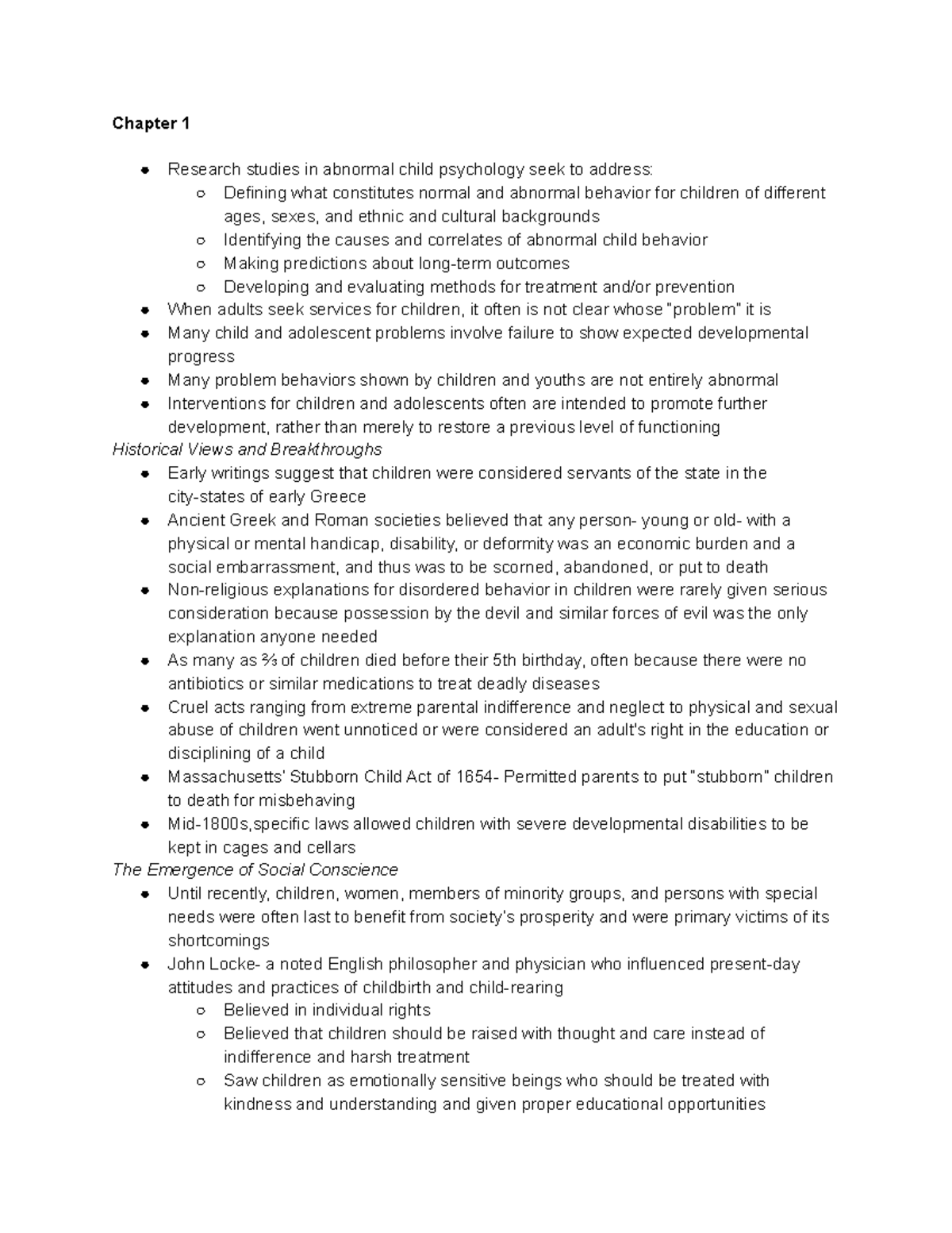 Psych 373 Chapter 1 - Chapter 1 Research studies in abnormal child ...