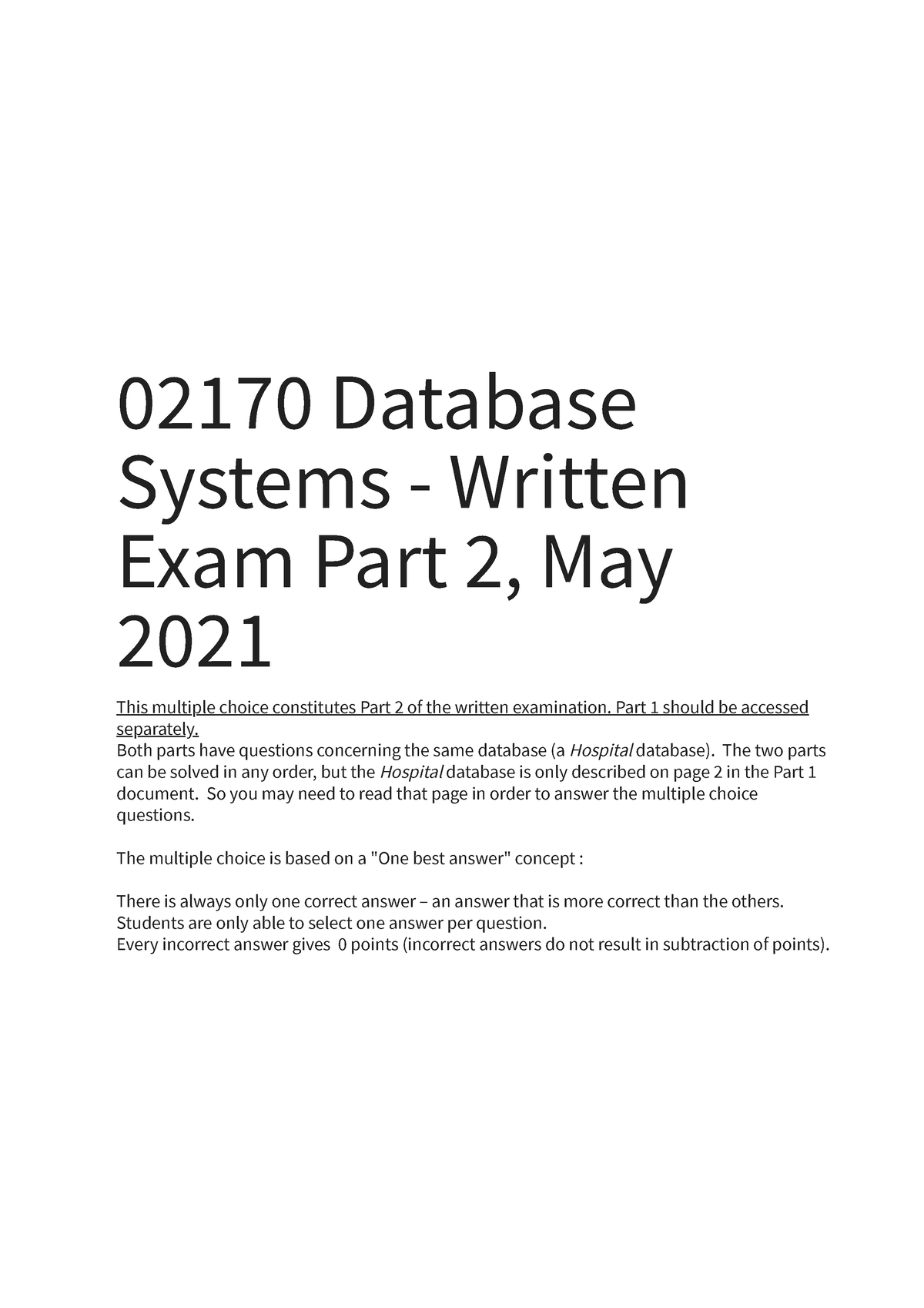 Part2-2021-solutions - 02170 Database Systems - Written Exam Part 2 ...