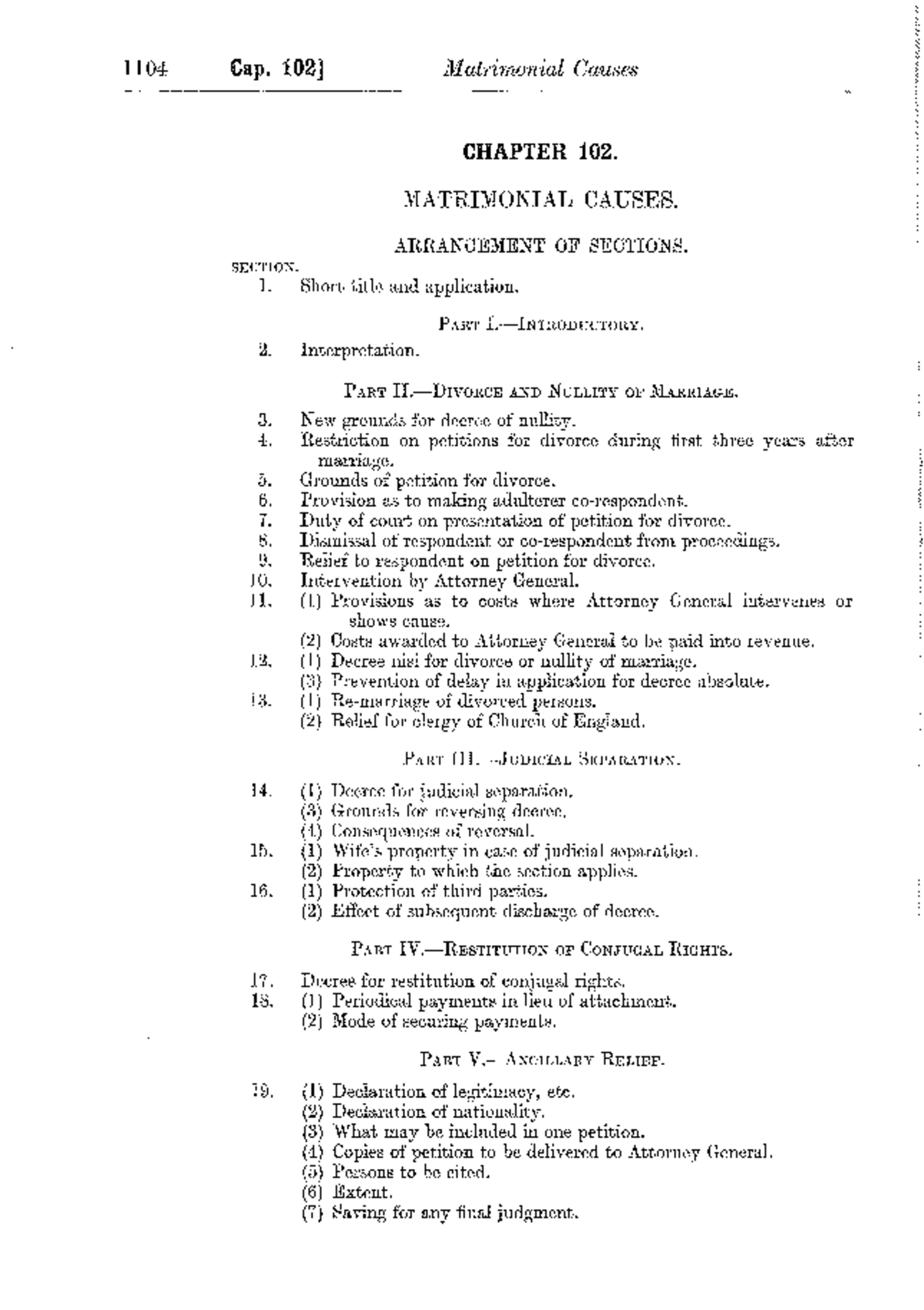 Cap 102 Matrimonial Causes Act of Sierra Leone 1104 Cap. 102