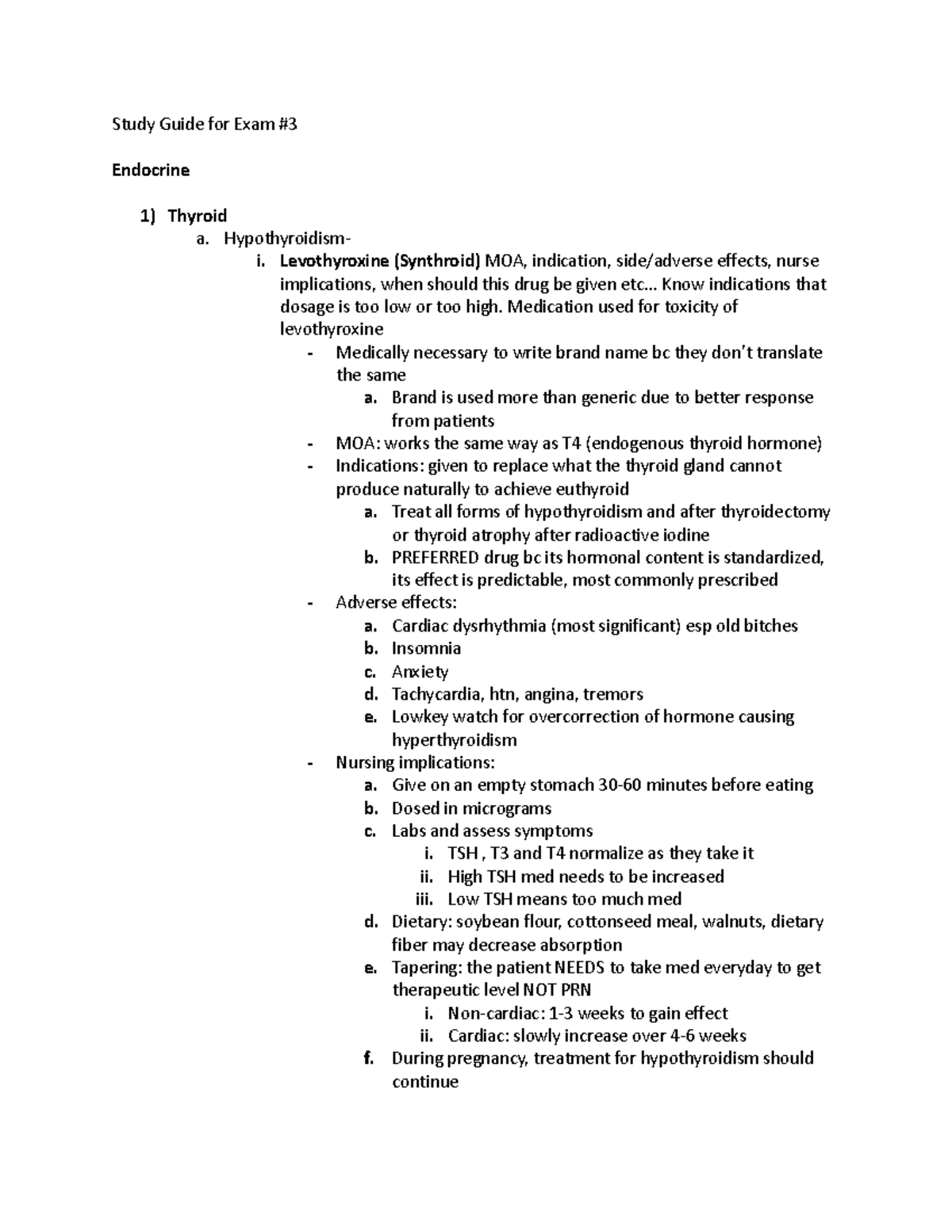 Study Guide For Exam #3 Pharmacology Summer 2023 Edited - Study Guide ...