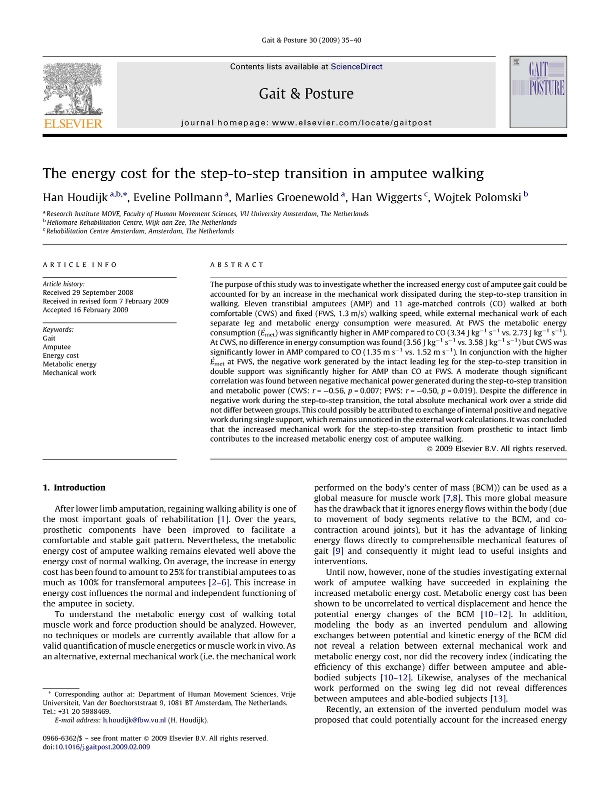 Lower Limb Amputation Reading - Topics In Rehabilitation - VU - Studeersnel