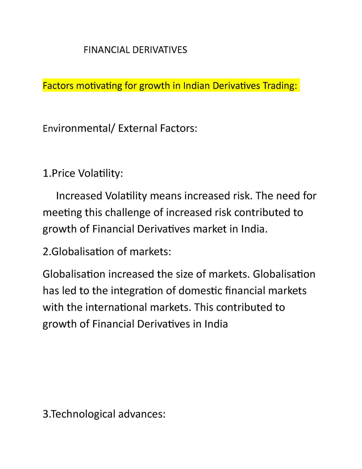 research paper on derivative market