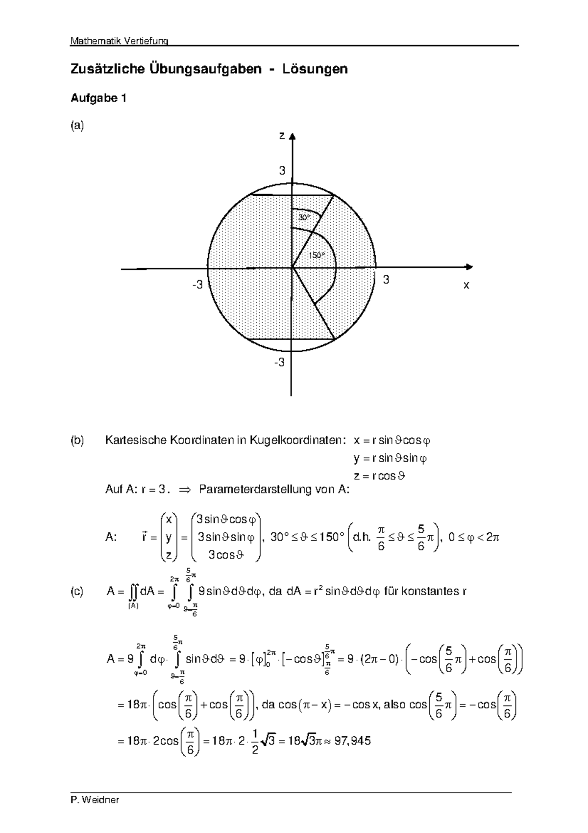 Vertiefung Mathe, Übung, Zusatzaufgaben Lösung - Mathematik Vertiefung ...