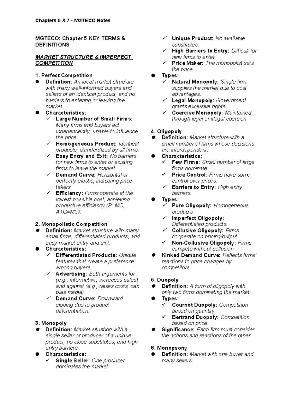 Mgteco Chapters 5 & 7 Notes - MGTECO: Chapter 5 KEY TERMS & DEFINITIONS ...