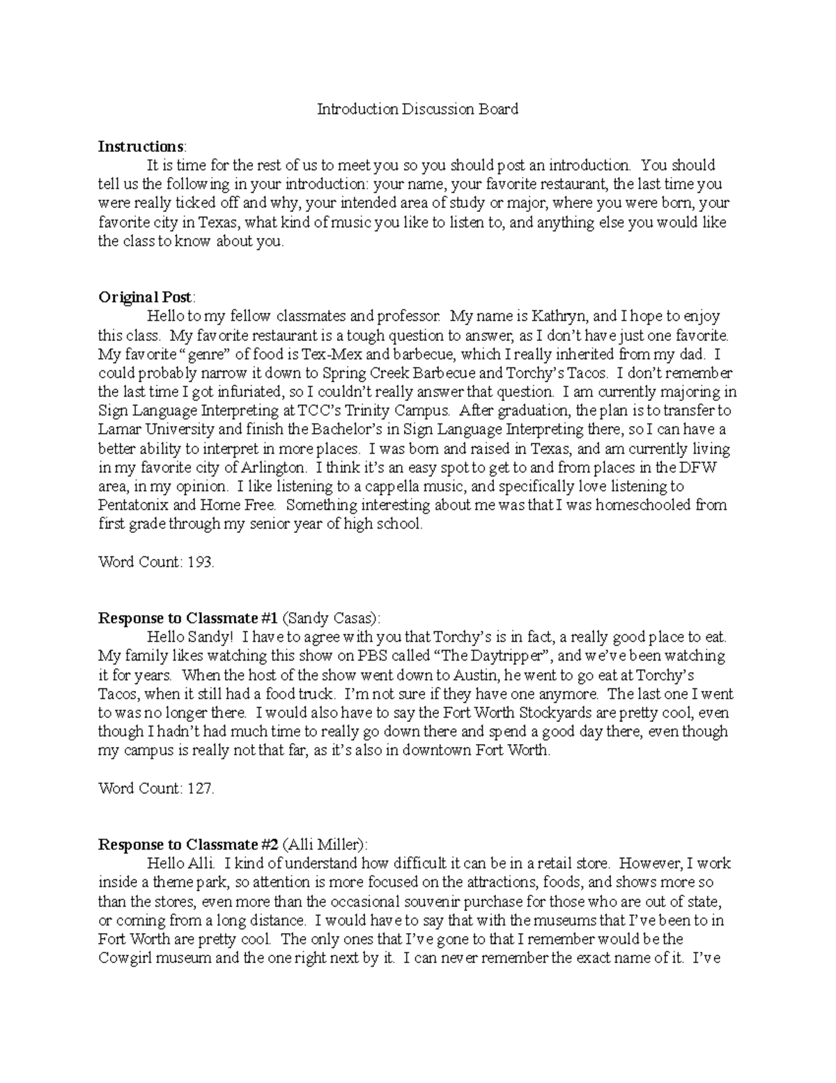 Introduction DB Introduction Discussion Board Instructions It is