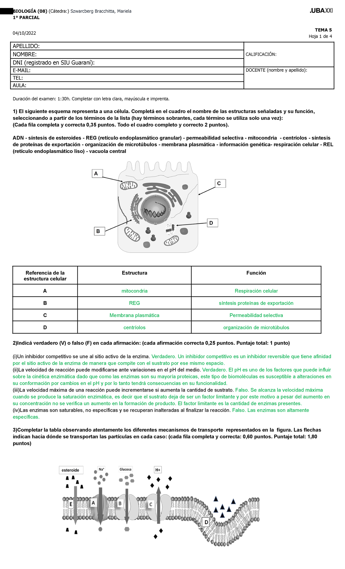 TEMA 5 - Examen Del Primer Parcial Biologia Uba Xxi Con Respuestas ...