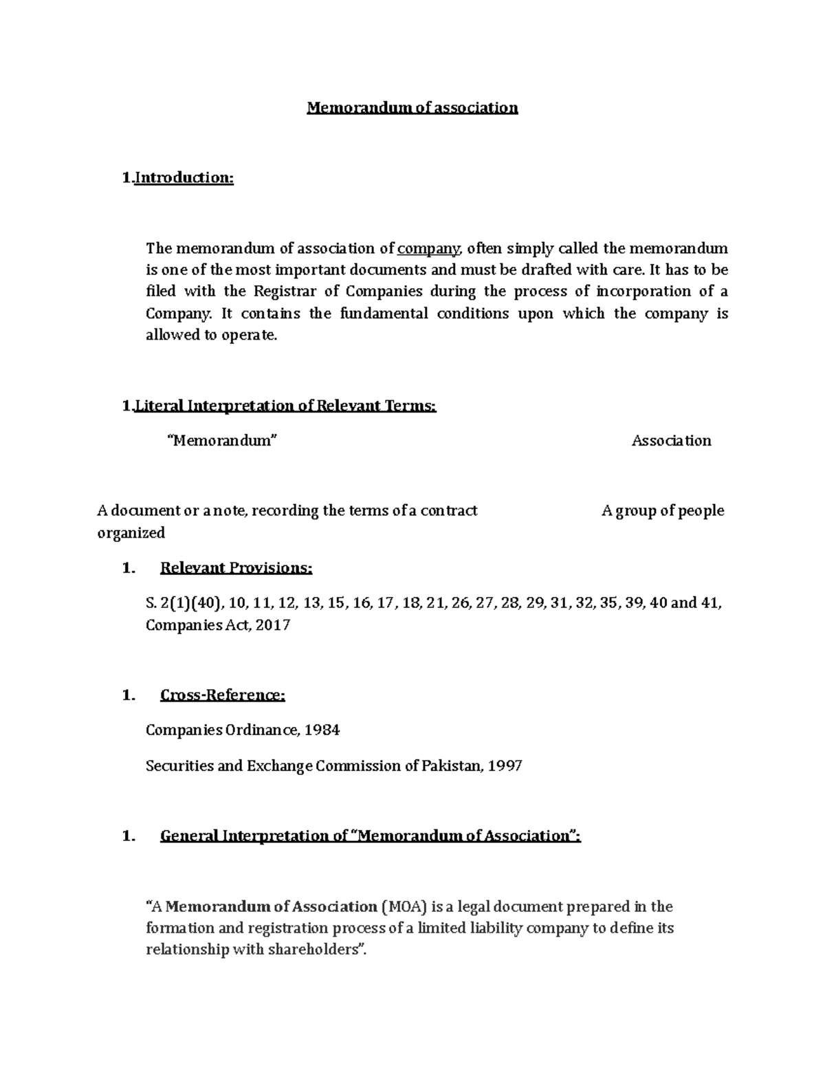 What Is Hindi Meaning Of Memorandum Of Association