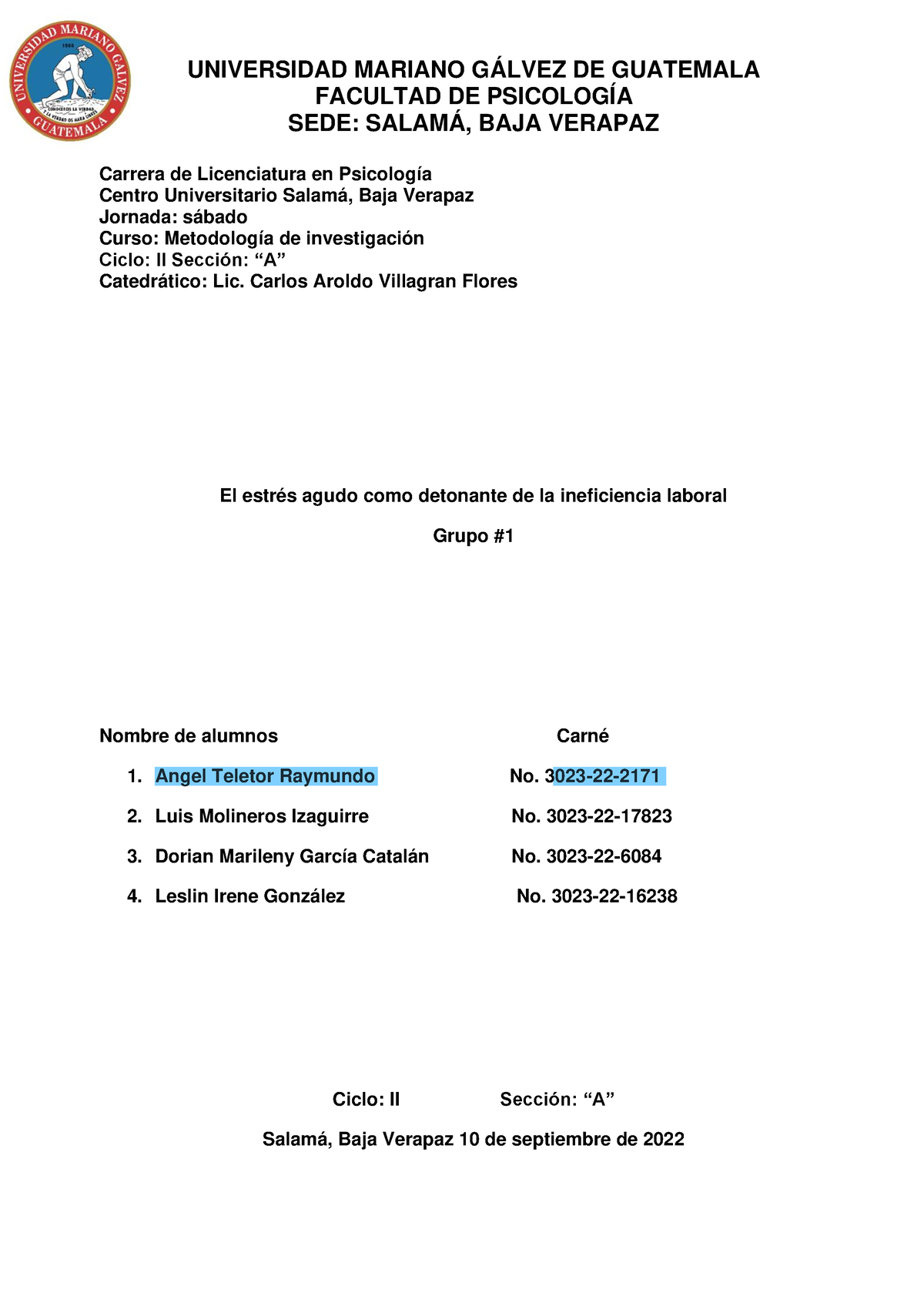 # 1 El Estrés Agudo Como Detonante De La Ineficiencia Laboral Annotated ...