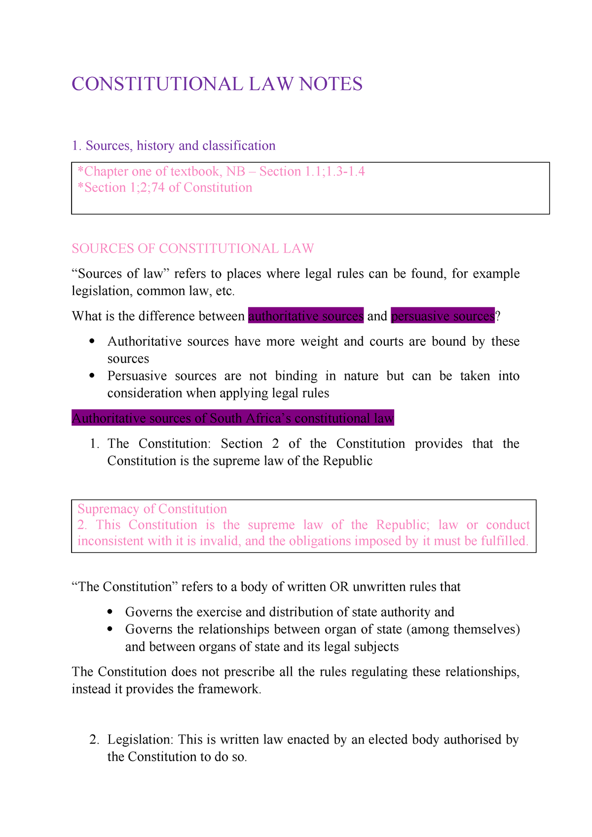 Constitutional Law - Unit 1 Notes - StuDocu