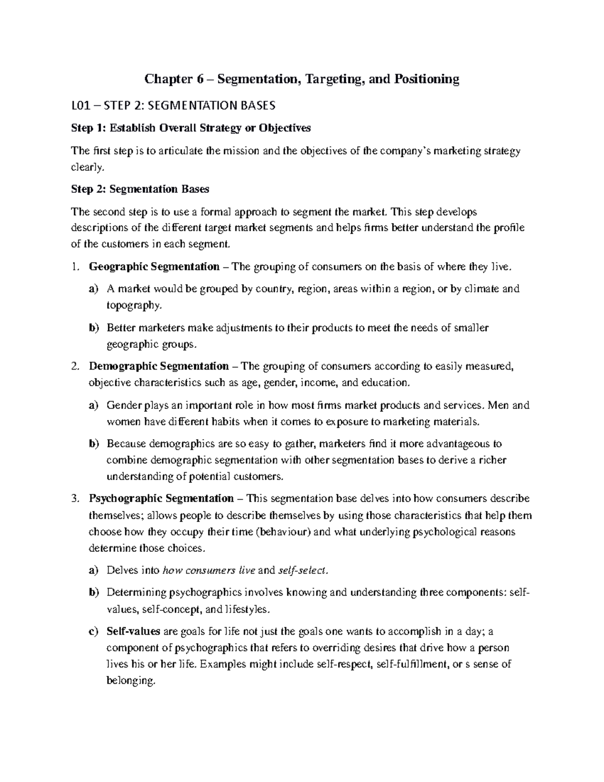 Chapter 6 Notes - Summary Marketing Management - Chapter 6 Segmentation ...