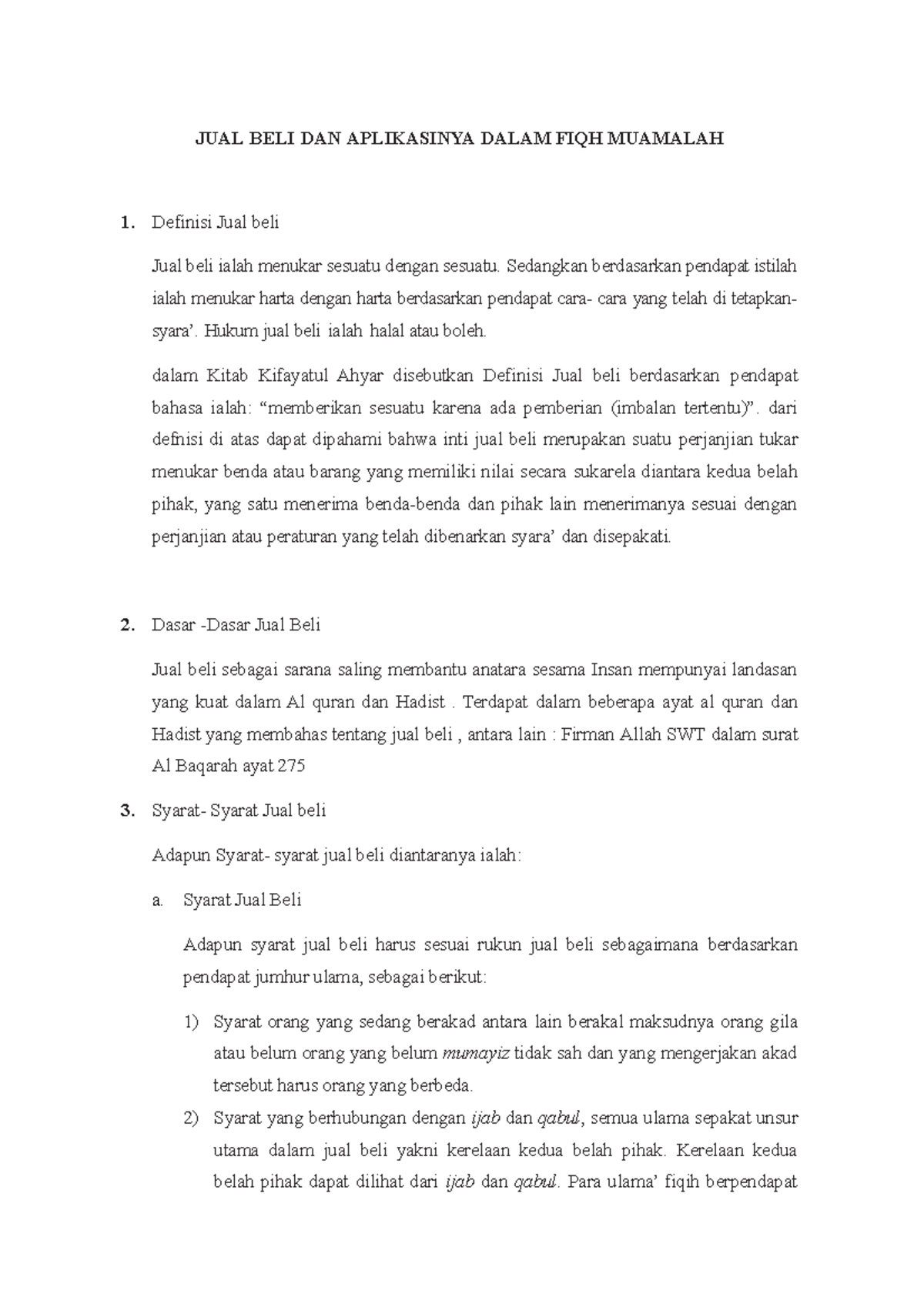 Hukum Jual Beli Online dalam Fiqh Muamalah: Sebuah Kajian Kontemporer
