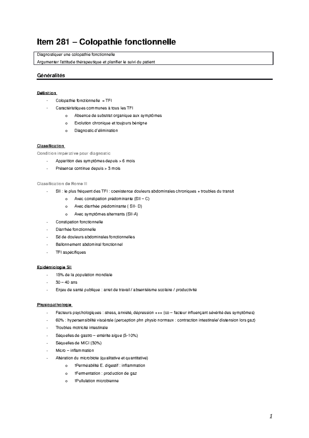 Item 281 Colopathie fonctionnelle Item 281 Colopathie fonctionnelle — free download