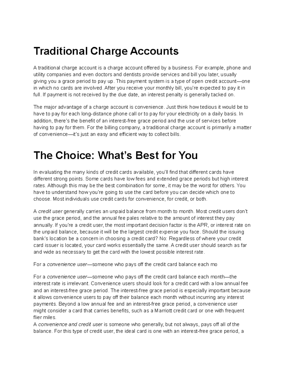 intro-to-finance-week-13-traditional-charge-accounts-a-traditional