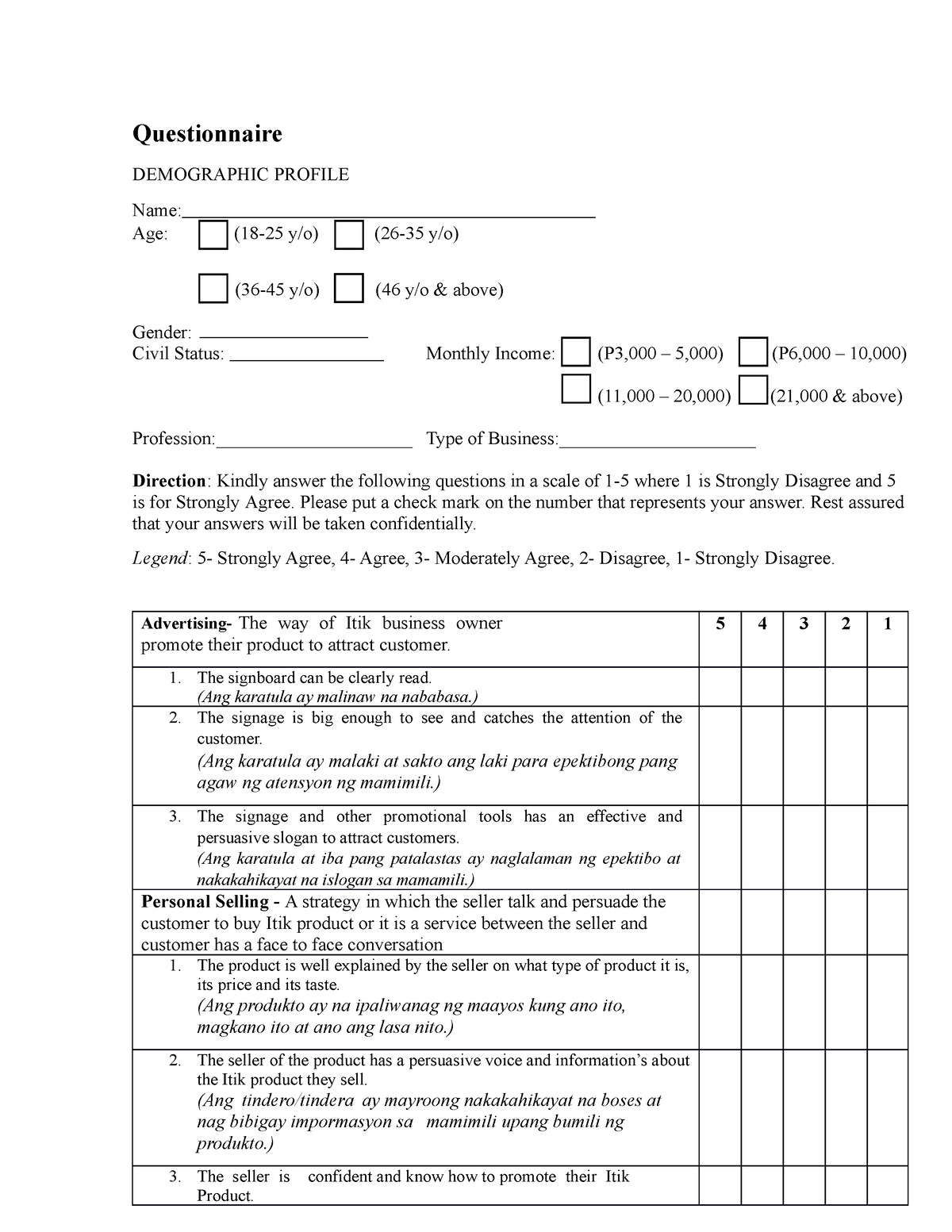 TM4D-11-Questionnaire - Questionnaire DEMOGRAPHIC PROFILE Name: Age ...