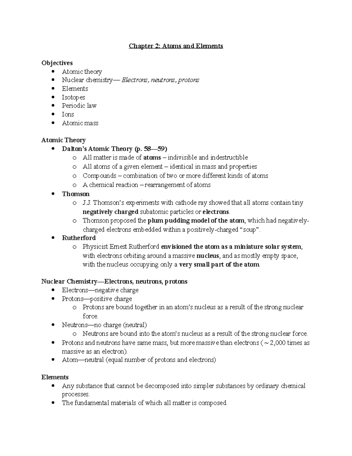 Essentials of Chemistry, Chapter 2 - Chapter 2: Atoms and Elements ...