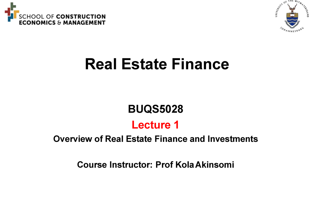 research topics in real estate finance