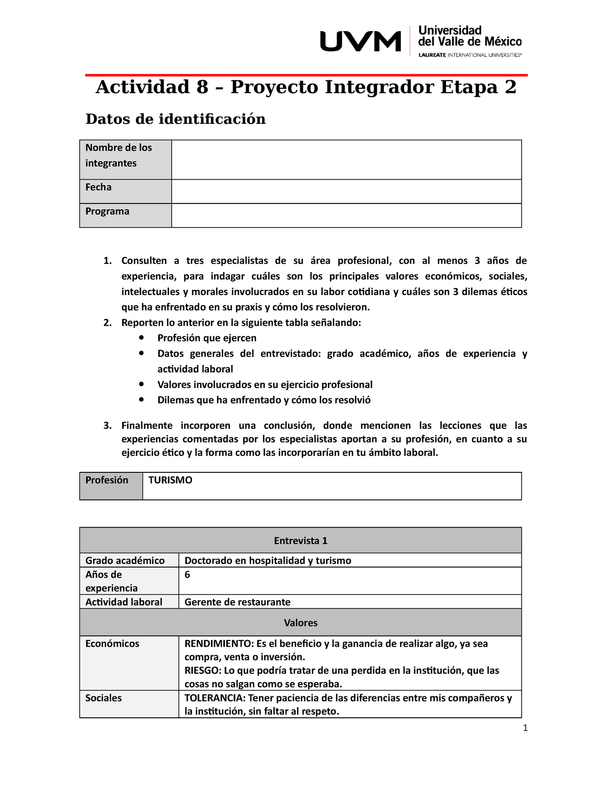 Actividad 8 Etica Profesional Proyecto Integrador Etapa 2 Actividad 8 Proyecto Integrador 5710