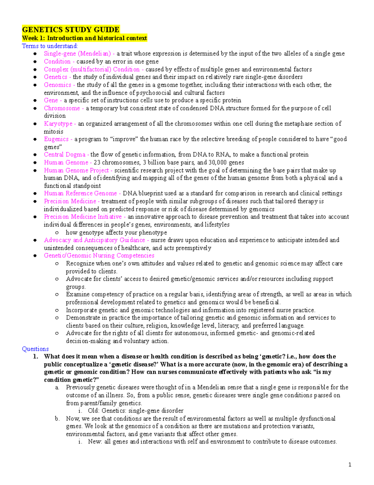 genetics case study answers