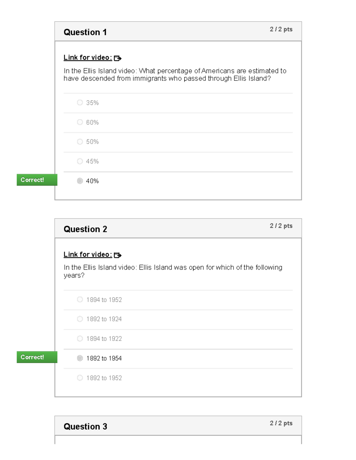 Part II Video Quiz 4 Ellis Island and New Amsterdam - Question 1 2 / 2 ...