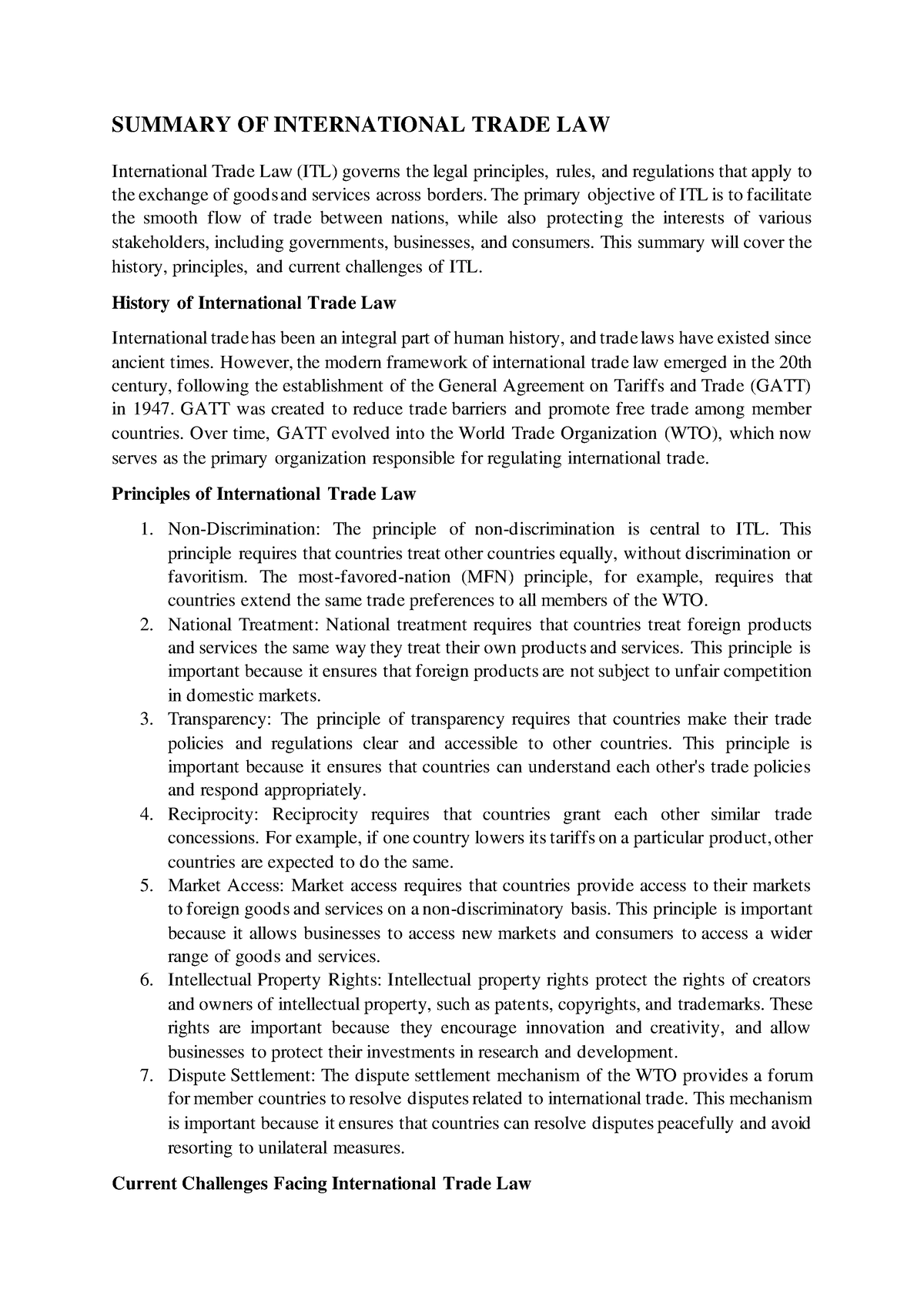 summary-of-international-trade-law-summary-of-international-trade-law