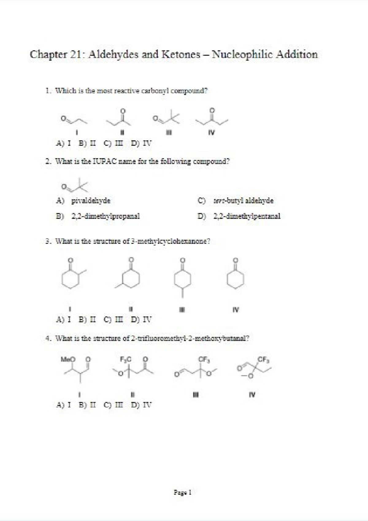Chapter 21 - Aldehydes and Ketones - Applied Chemistry - Studocu