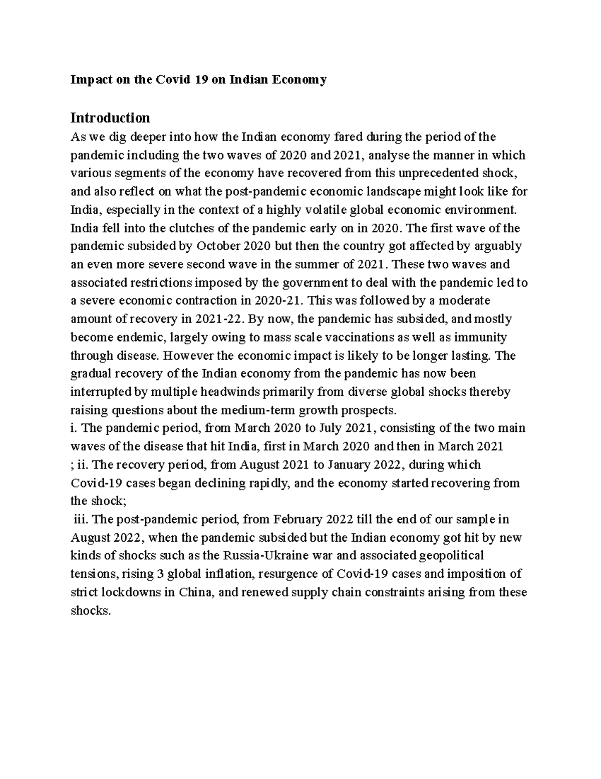 Impact on the Covid 19 on Indian Economy - Impact on the Covid 19 on ...