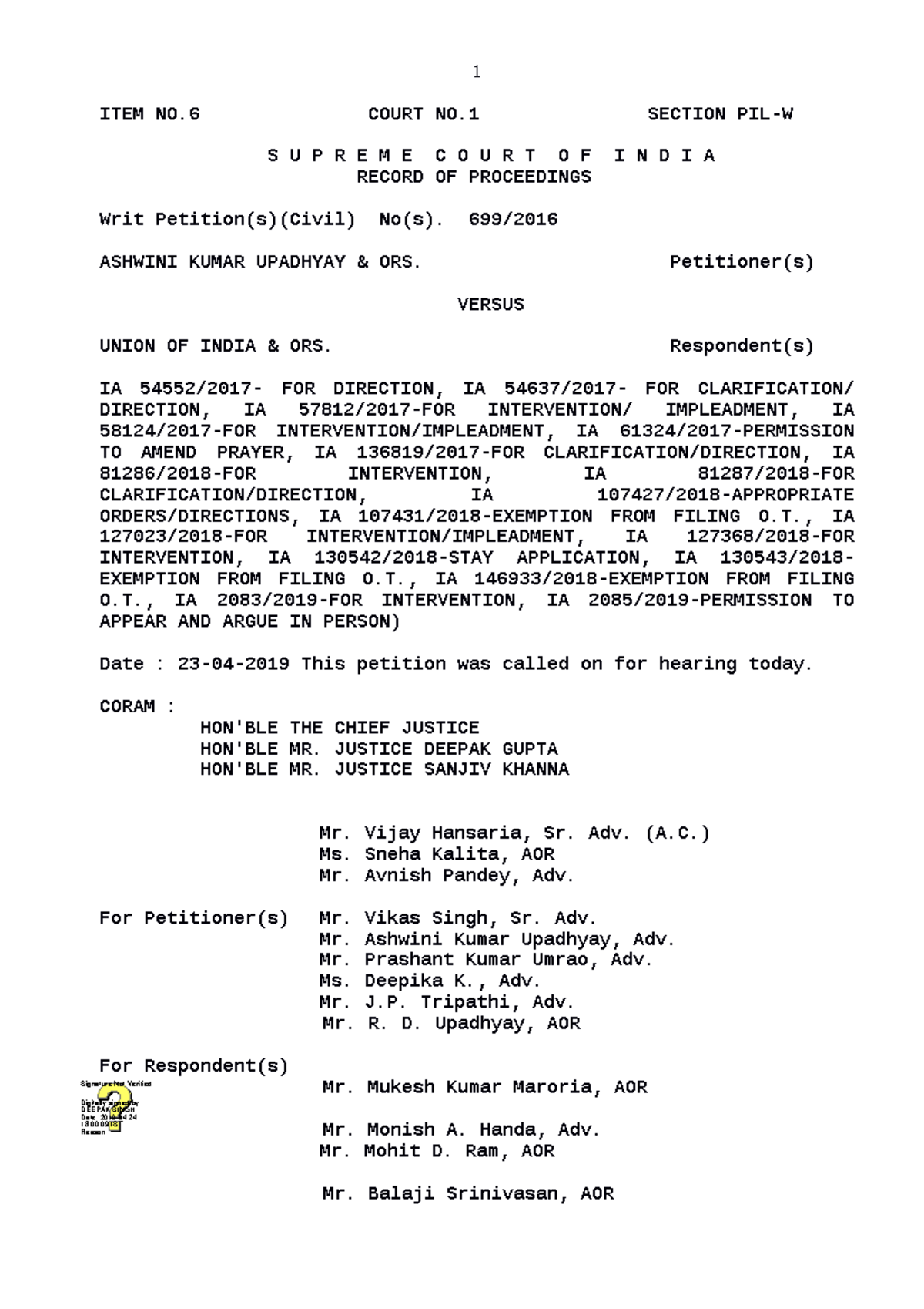 Ateeq Ahmed order - mehh - ITEM NO COURT NO SECTION PIL-W S U P R E M E ...