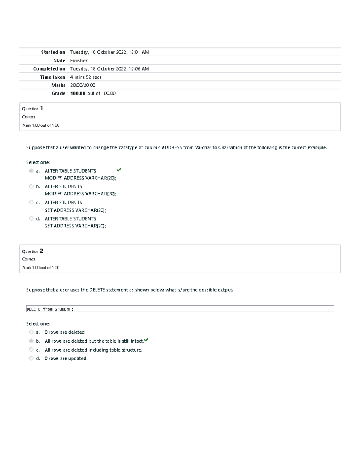 Prelim LAB QUIZ 2 Attempt Review - Started On Tuesday, 18 October 2022 ...