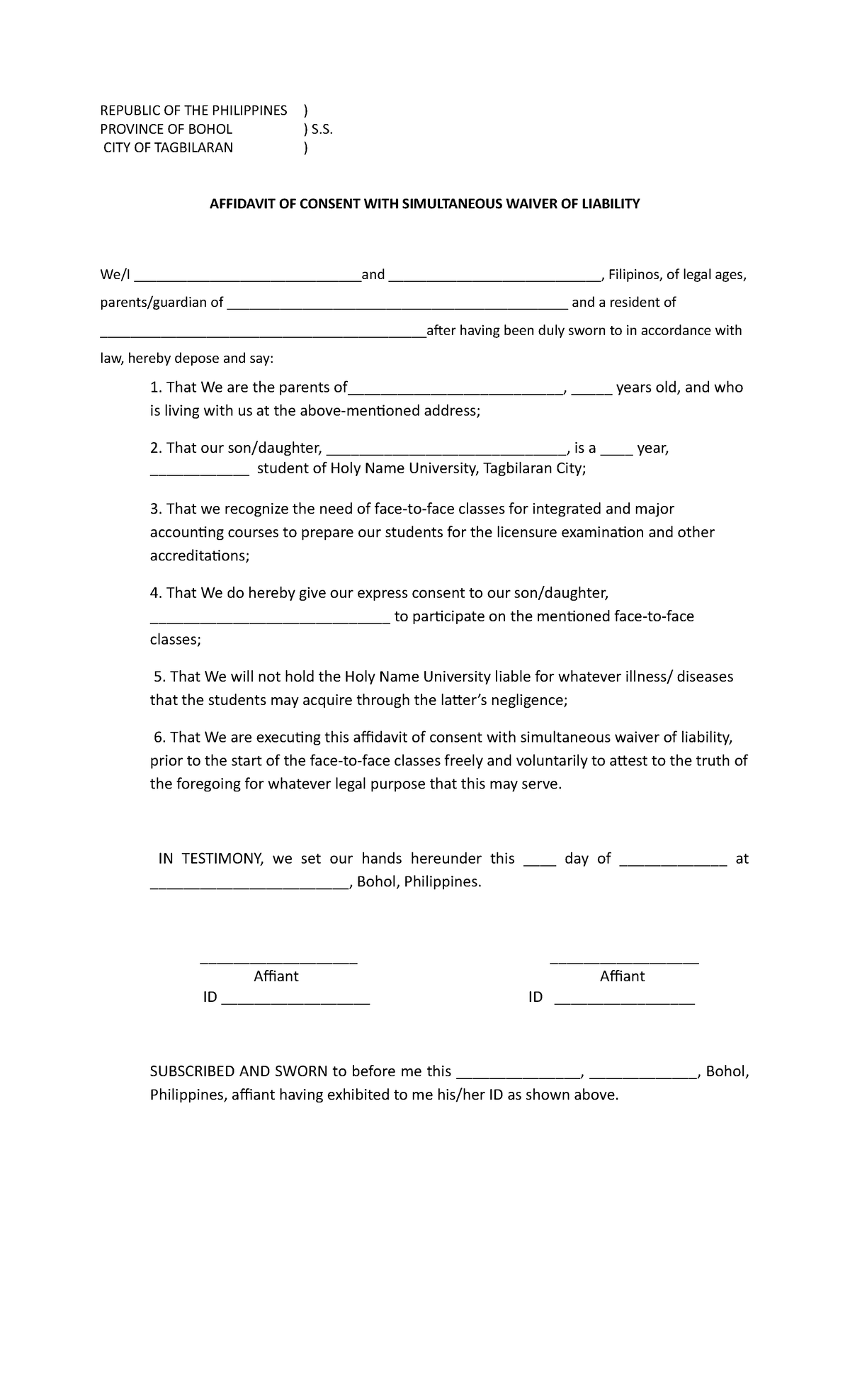 Affidavit-of-liability (21 yrs and below) - REPUBLIC OF THE PHILIPPINES ...