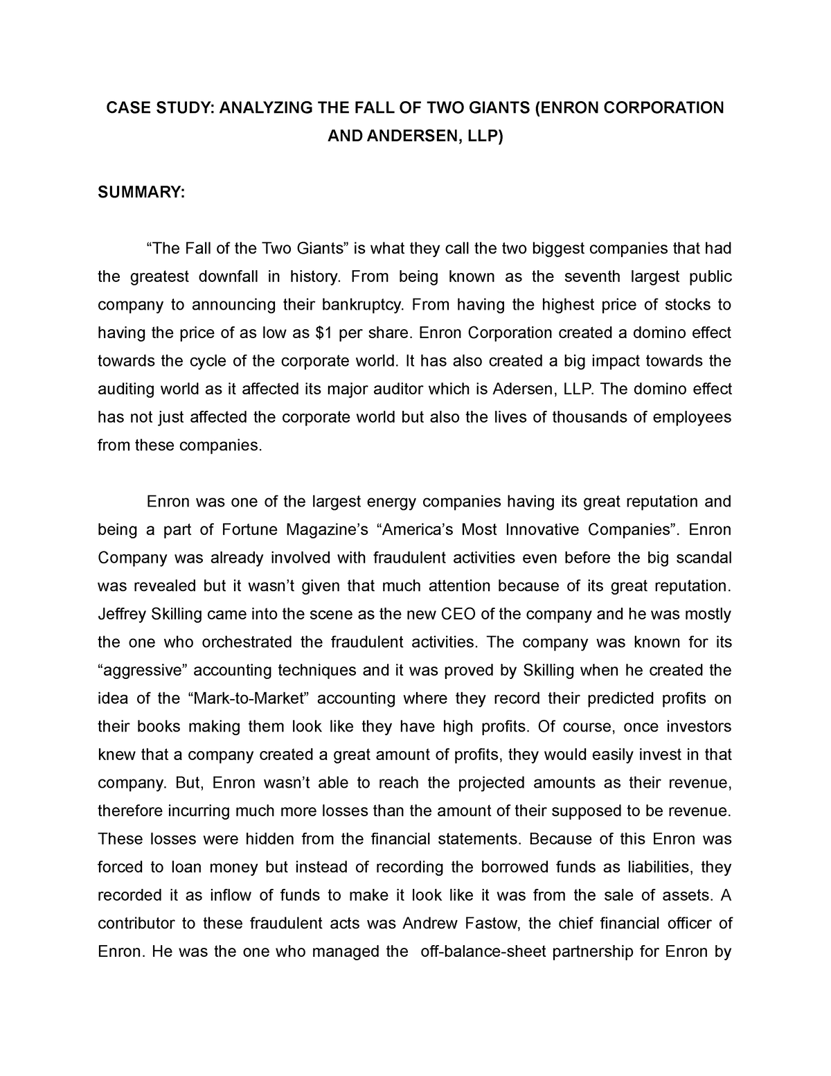 enron case study essay