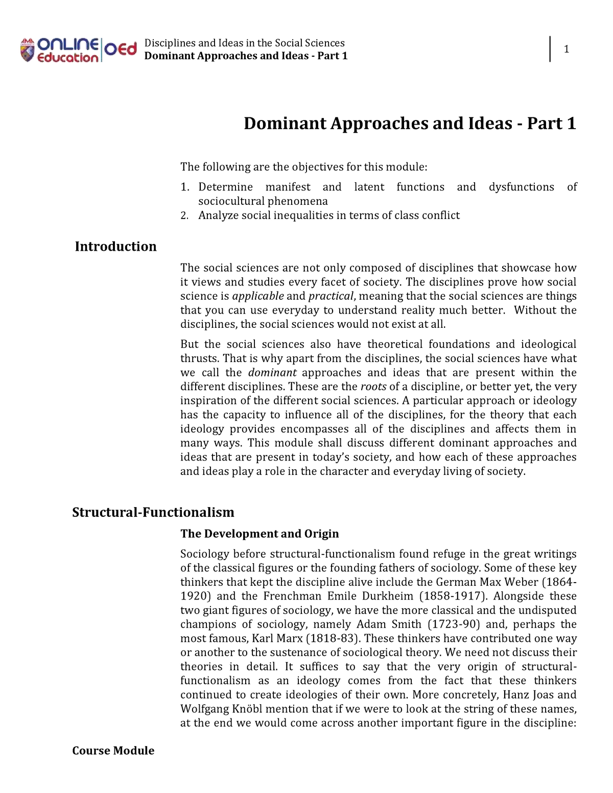 Week 005-006-Module Structural Functionalism And Marxism - Humanities ...