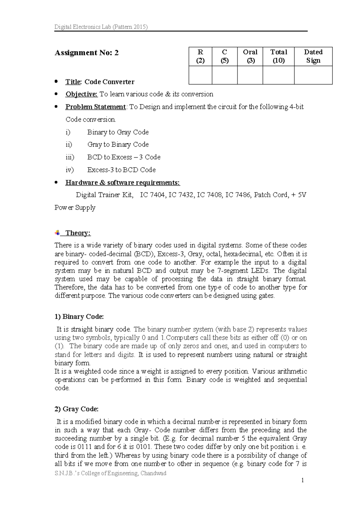 2-code-conversion - Assignment No: 2 Title: Code Converter Objective ...