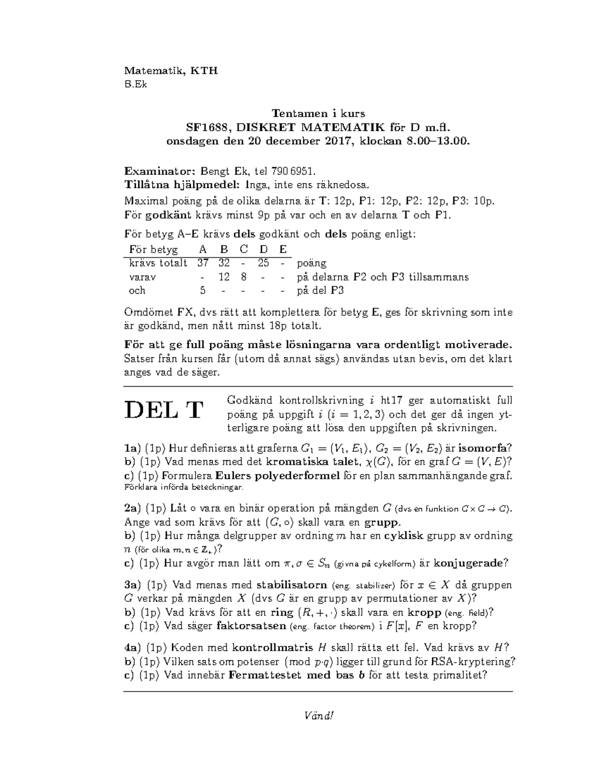 Diskret Matematik Sf16 Tenta 17 12 Fragor Studocu