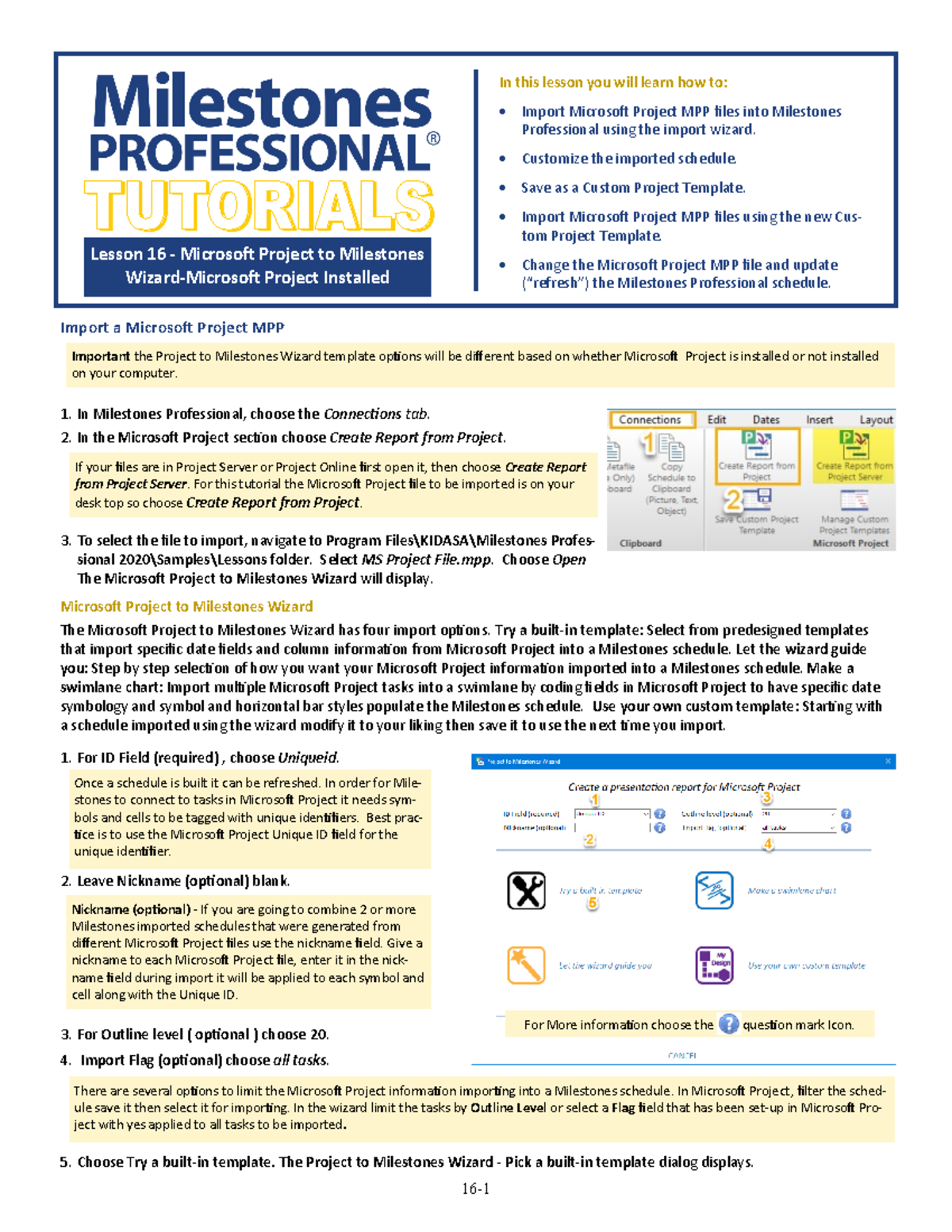 Microsoft Project to Milestones - Lesson 16 - Microsoft Project to ...