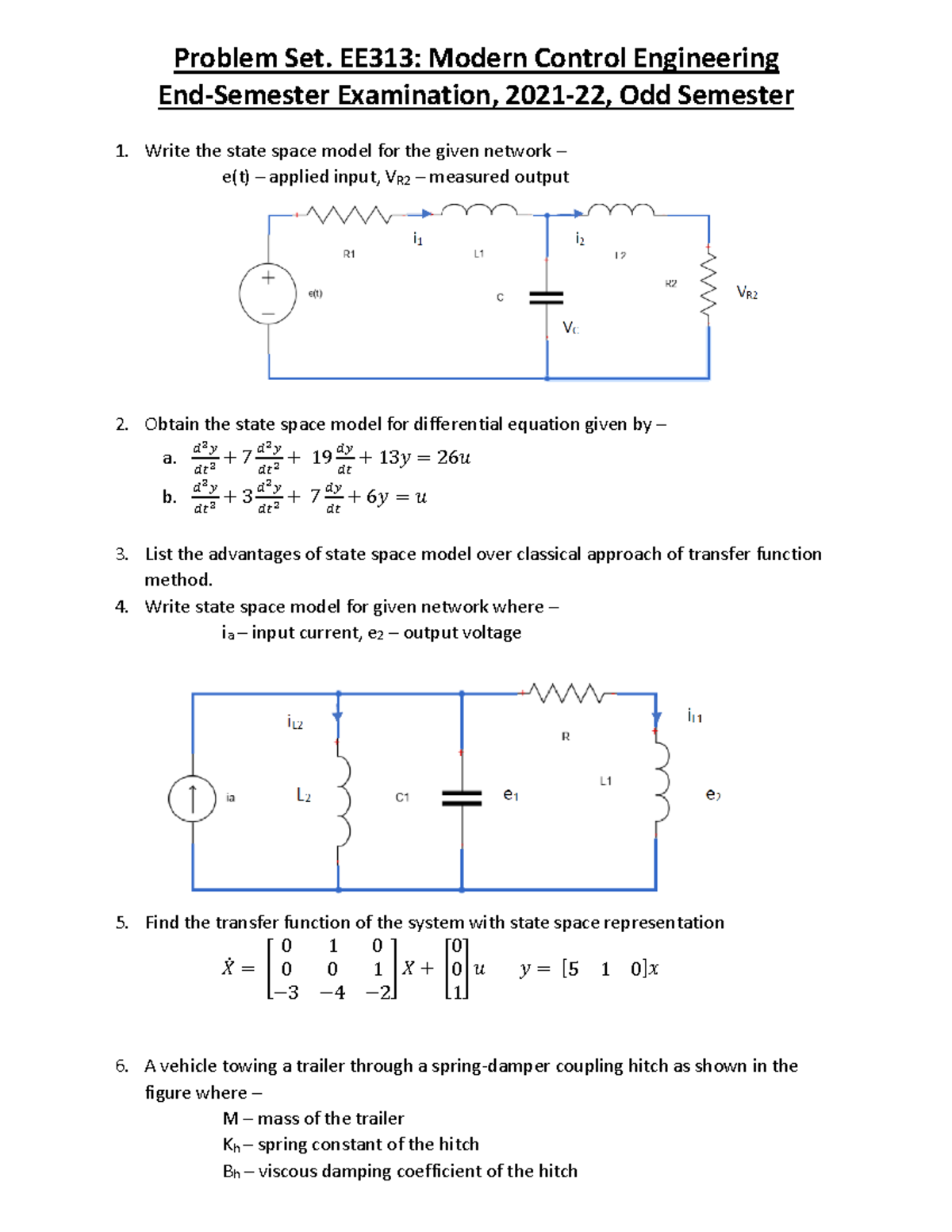 Problem Set - Tutorial Sheet Practice - Problem Set. EE313: Modern ...