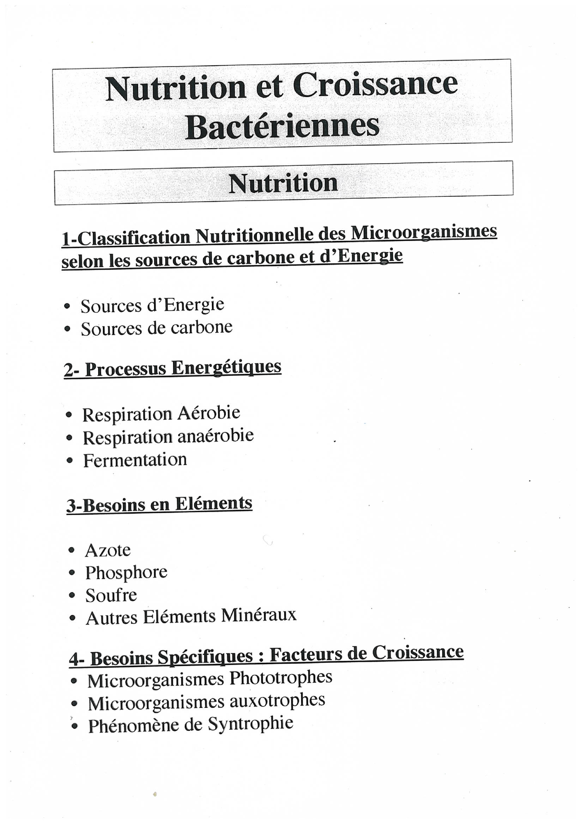 Chapitre 3 Nutrition Et Croissance Bactérienne- Nutrition ...